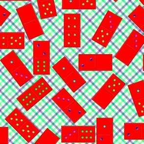 Red Dominoes Pattern on Gingham