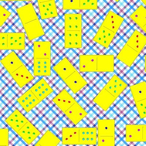 Yellow Dominoes Pattern on Gingham