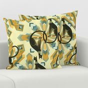 Art Deco Cats in Gold Big