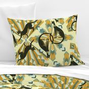 Art Deco Cats in Gold Big