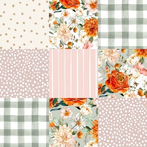 Sedona Vintage Garden Floral Cheater Quilt / Whole Cloth