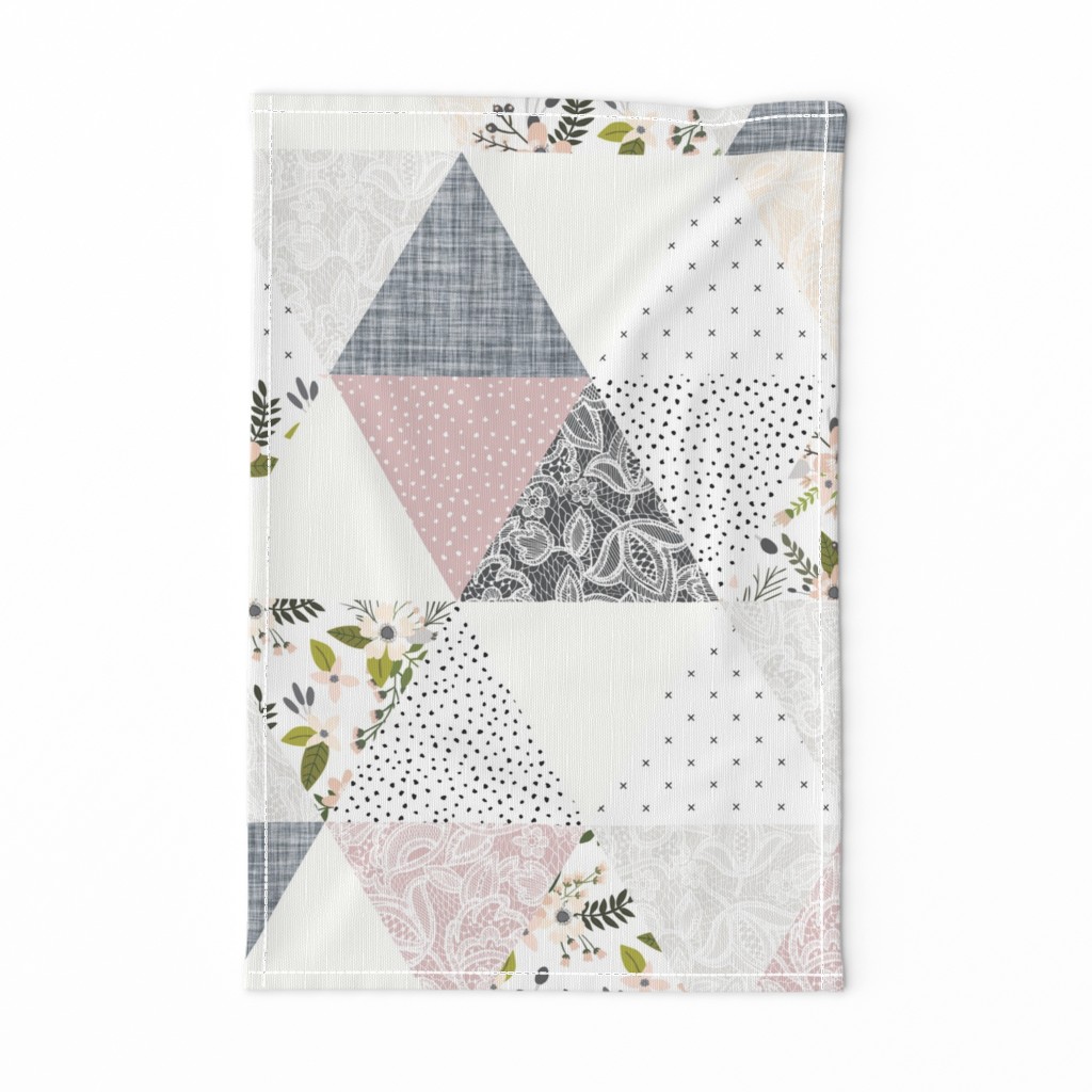 gray sprigs and blooms triangle wholecloth