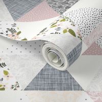 gray sprigs and blooms triangle wholecloth