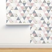 gray sprigs and blooms triangle wholecloth