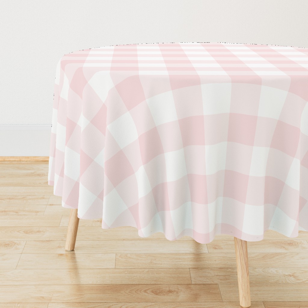 4" Pastel Millennial Pink Gingham: Large Scale Pink Buffalo Check