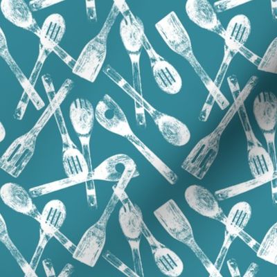 Cooking Spoons on Teal // Small