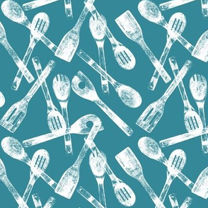 Cooking Spoons on Teal // Small