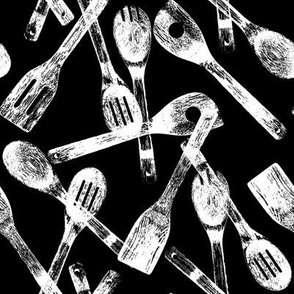 Cooking Spoons on Black // Large