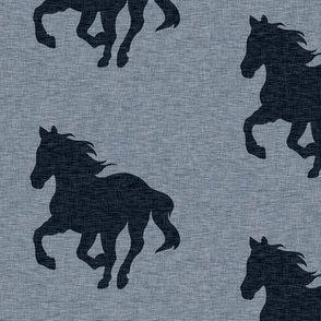 4” Running Horse - Navy/Blue