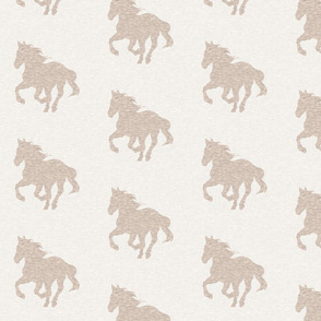 4” Running Horse - Beige on ivory
