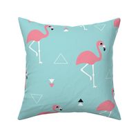 Geometric summer flamingo beach theme in aqua and pink XL