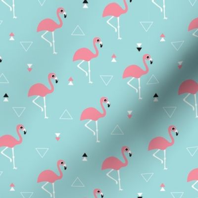 Geometric summer flamingo beach theme in aqua and pink SMALL