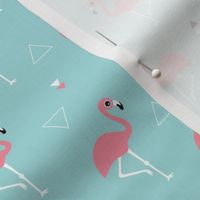 Geometric summer flamingo beach theme in aqua and pink SMALL