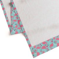 Tropical flamingo birds in pink and blue summer love design