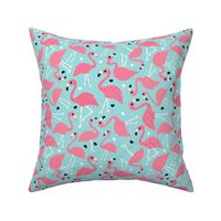 Tropical flamingo birds in pink and blue summer love design