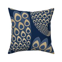 Blue and Gold Art Deco Peacock - Large