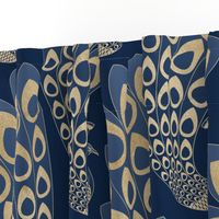 Blue and Gold Art Deco Peacock - Large