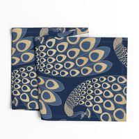 Blue and Gold Art Deco Peacock - Large