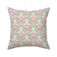 Pink King Protea Art Deco (white)