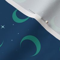 Crescent Moon and Stars- Robe Lining in Peacock