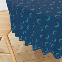 Crescent Moon and Stars- Robe Lining in Peacock