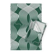 Art Deco Swirl White on Teal