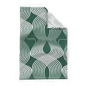 Art Deco Swirl White on Teal