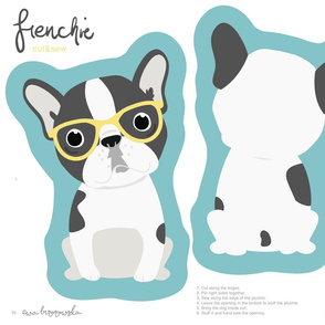 Frenchie - girl with yellow glasses cut and sew plushie