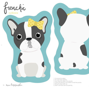 Frenchie - girl with yellow bow cut and sew plushie