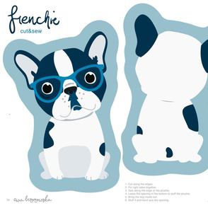 Frenchie - navy boy with blue glasses cut and sew plushie