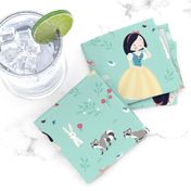 Snow White - BIG - mint princess with animals in forest