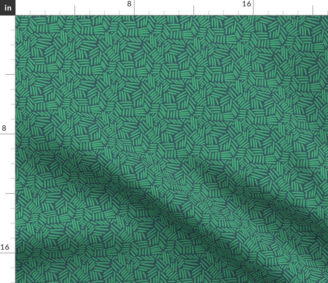 Crosshatch -  Green on Teal