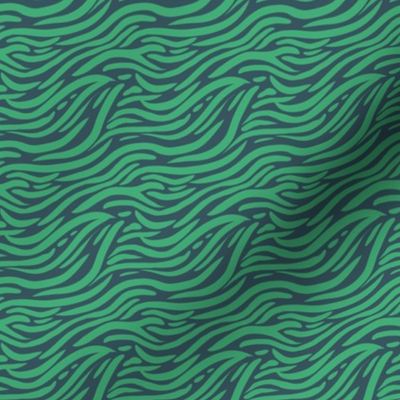 Wavey Animal Stripe Print - Green on Teal