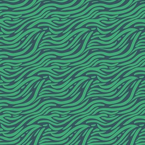 Wavey Animal Stripe Print - Green on Teal