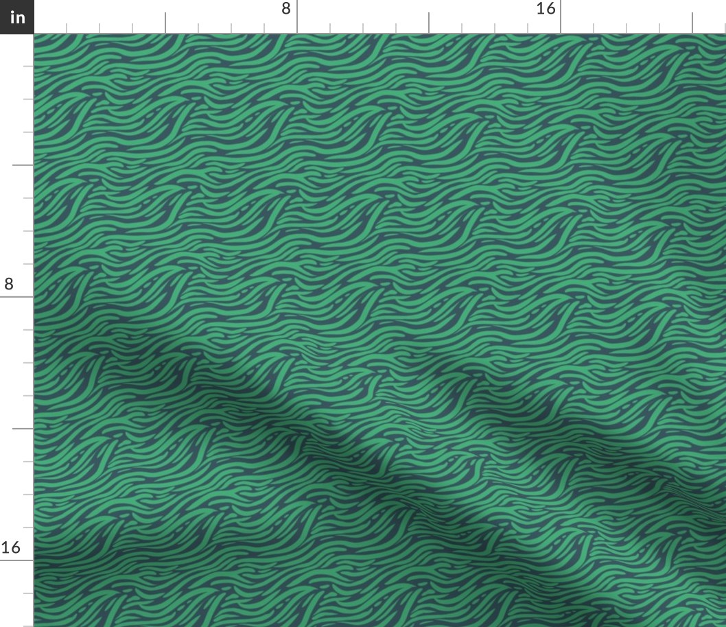 Wavey Animal Stripe Print - Green on Teal