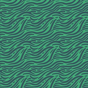 Wavey Animal Stripe Print - Teal on Green