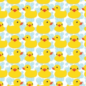 Rubber Duckies on White 