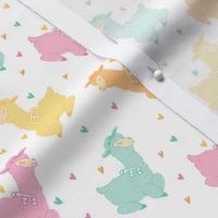 Alpacas on White - Pastel Rainbow Llamas