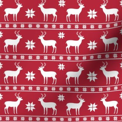 Christmas Fair Isle Nordic Deer Red Small