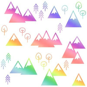 PNW Scene - Mountains & Trees Rainbow