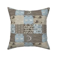 3” Patchwork Deet -blue, tan, taupe