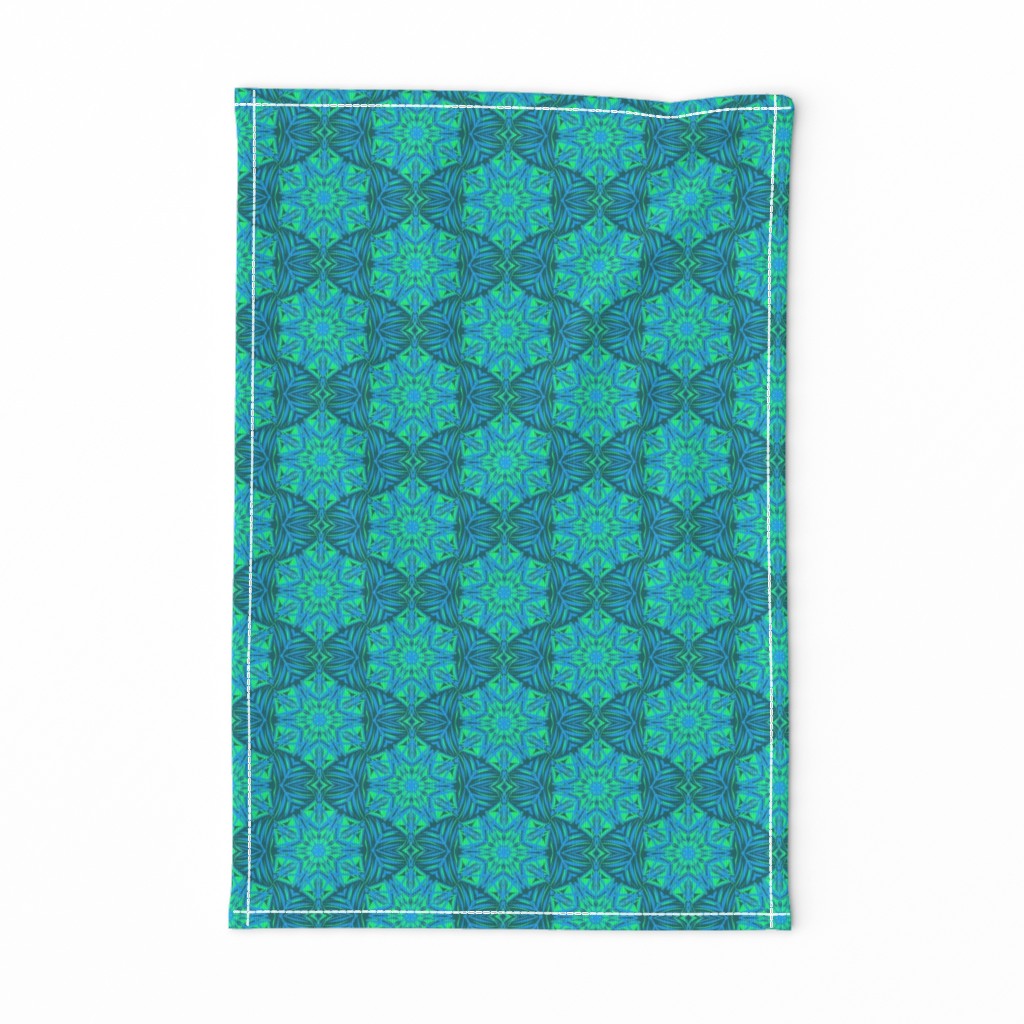 Rippling Echoes of Art Deco on Pretty Teal - Small Scale