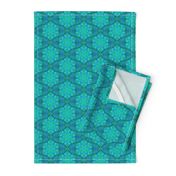 Rippling Echoes of Art Deco on Pretty Teal - Small Scale