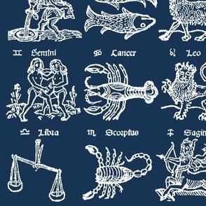 Woodcut Zodiac // Navy