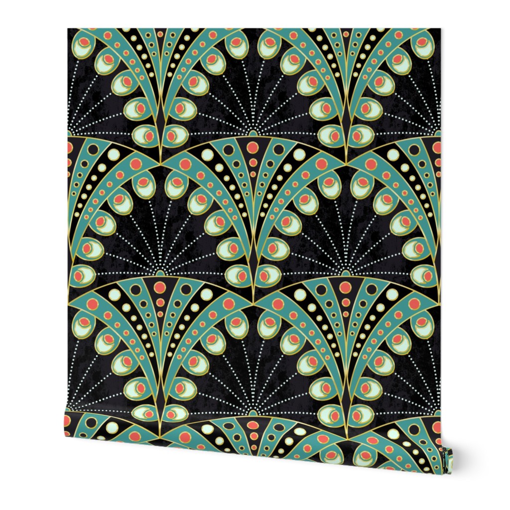 art deco peacock feathers