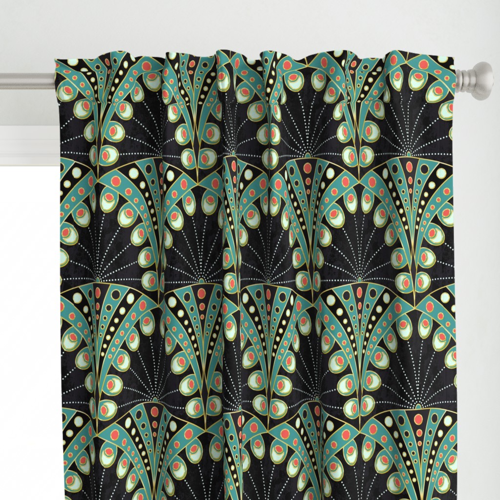 art deco peacock feathers