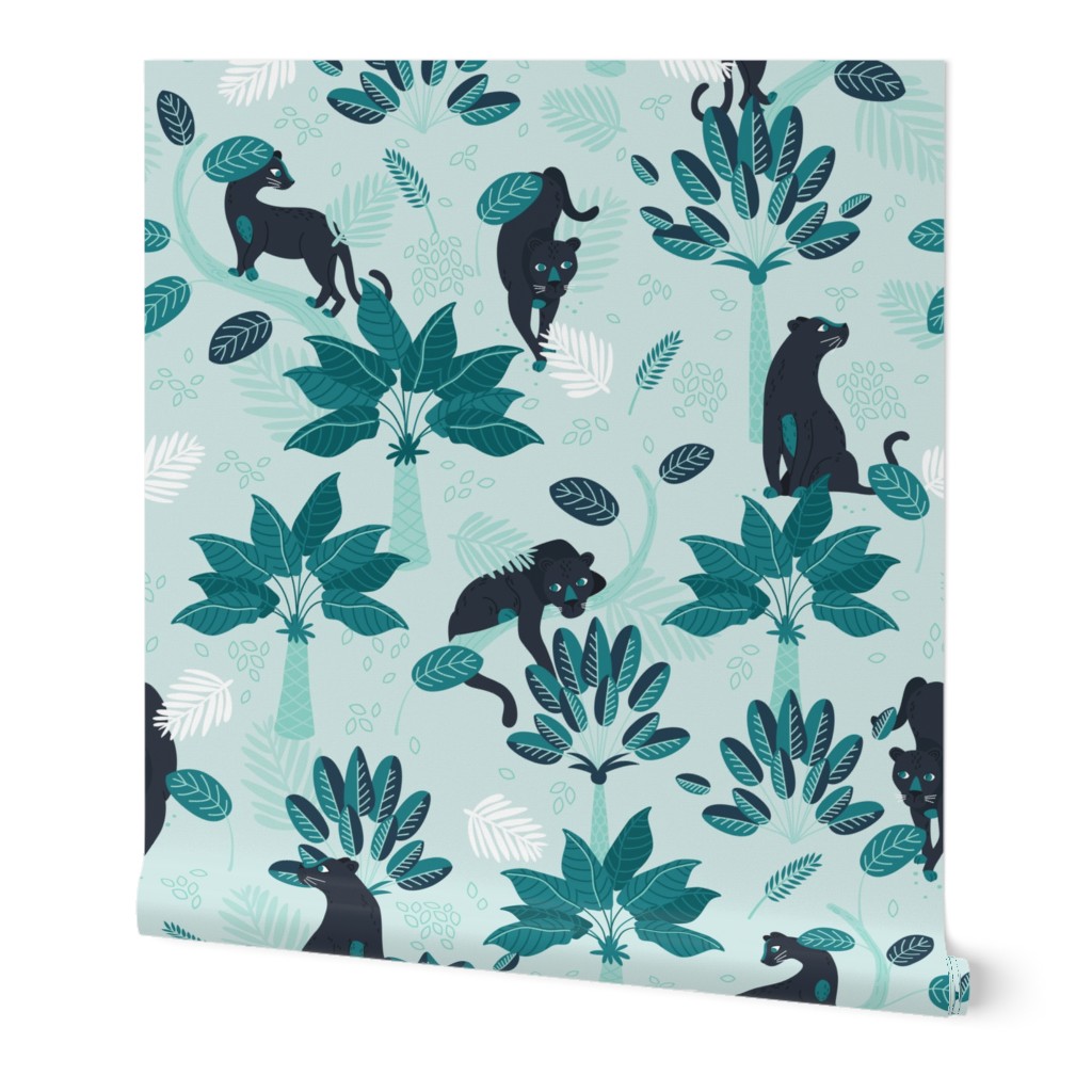 Tropical Panther - mint and black