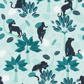 Tropical Panther - mint and black