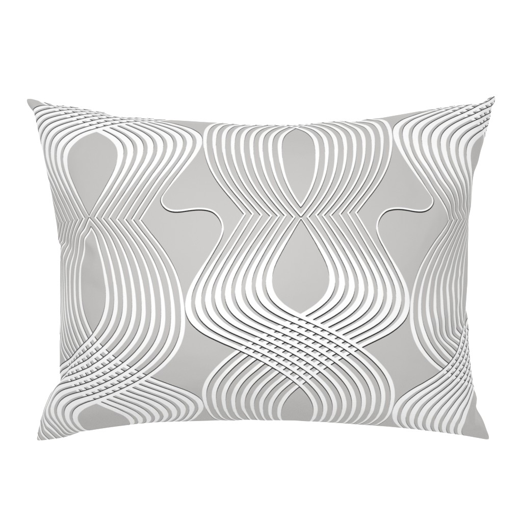 Art Deco Swirl White on Silver