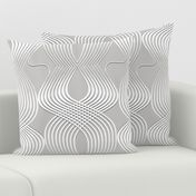 Art Deco Swirl White on Silver